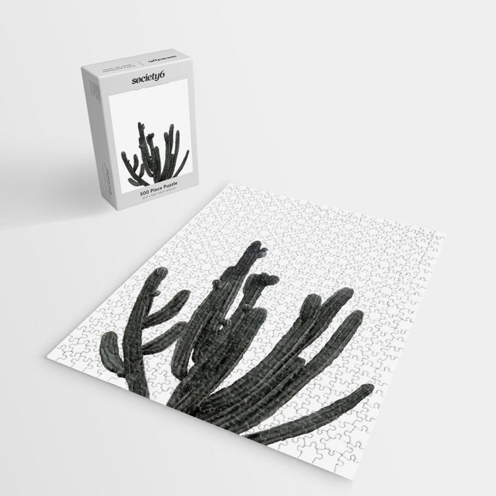 Black and White Cactus Jigsaw Puzzle Gallery Image 2