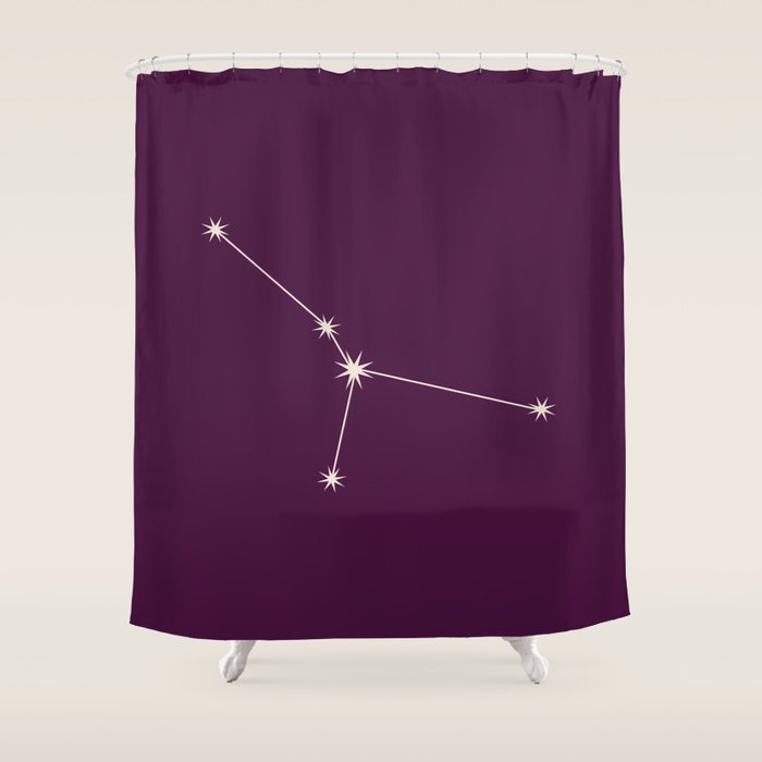 Cancer Zodiac Star Constellation Line Art Plum Purple Shower Curtain Gallery Image 1