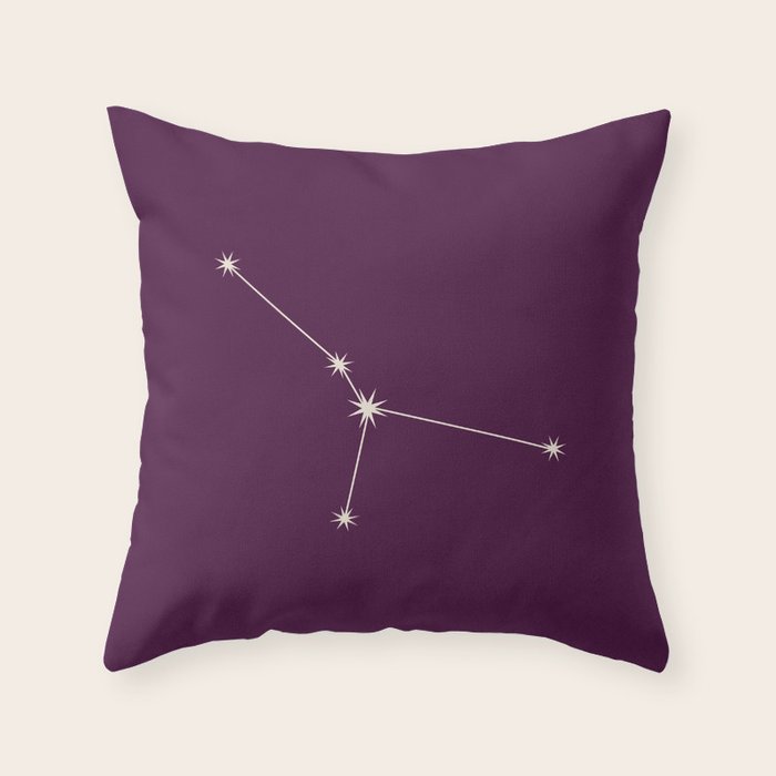 Cancer Zodiac Star Constellation Line Art Plum Purple Throw Pillow Gallery Image 6