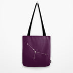 Cancer Zodiac Star Constellation Line Art Plum Purple Tote Bag Gallery Image 2