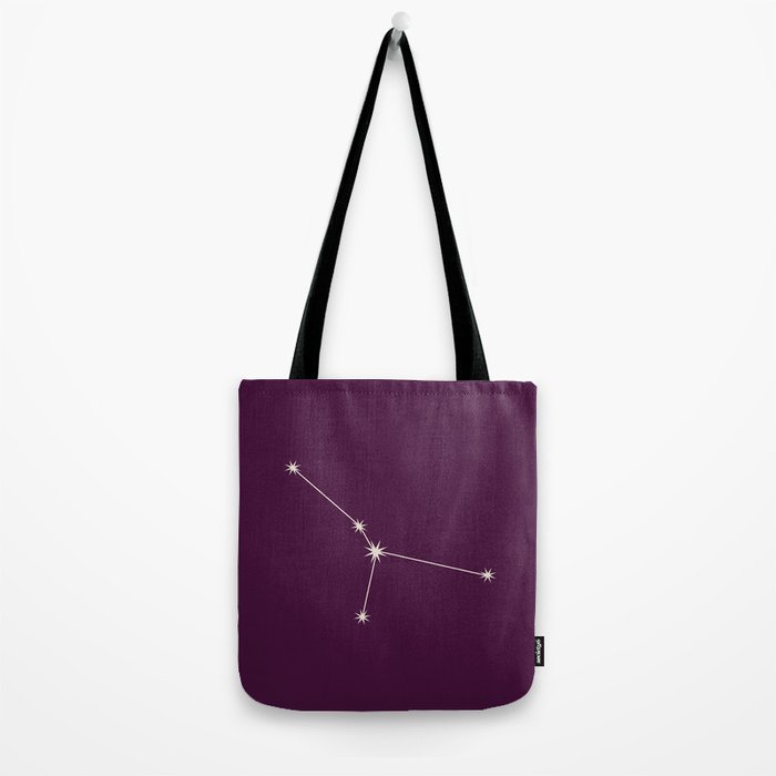 Cancer Zodiac Star Constellation Line Art Plum Purple Tote Bag Gallery Image 2