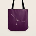 Cancer Zodiac Star Constellation Line Art Plum Purple Tote Bag Gallery Image 1