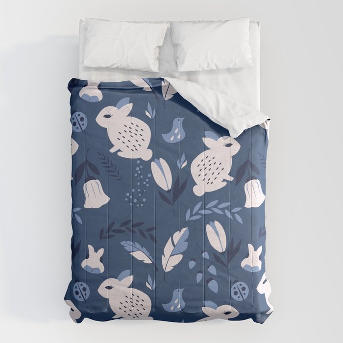 Rabbits and Flowers 003 Comforter Gallery Image 6