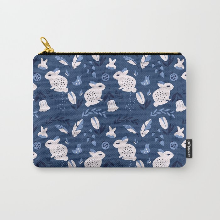 Rabbits and Flowers 003 Carry All Pouch Gallery Image 1