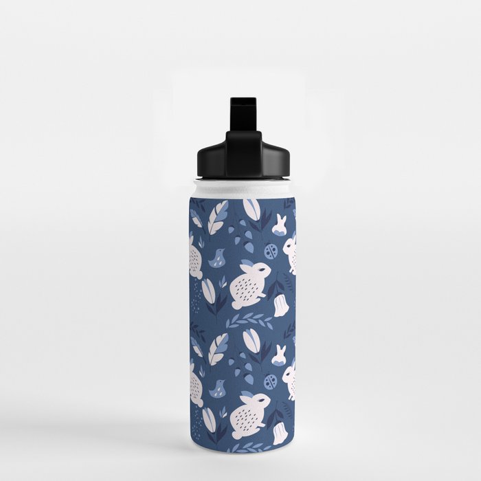 Rabbits and Flowers 003 Water Bottle Gallery Image 2