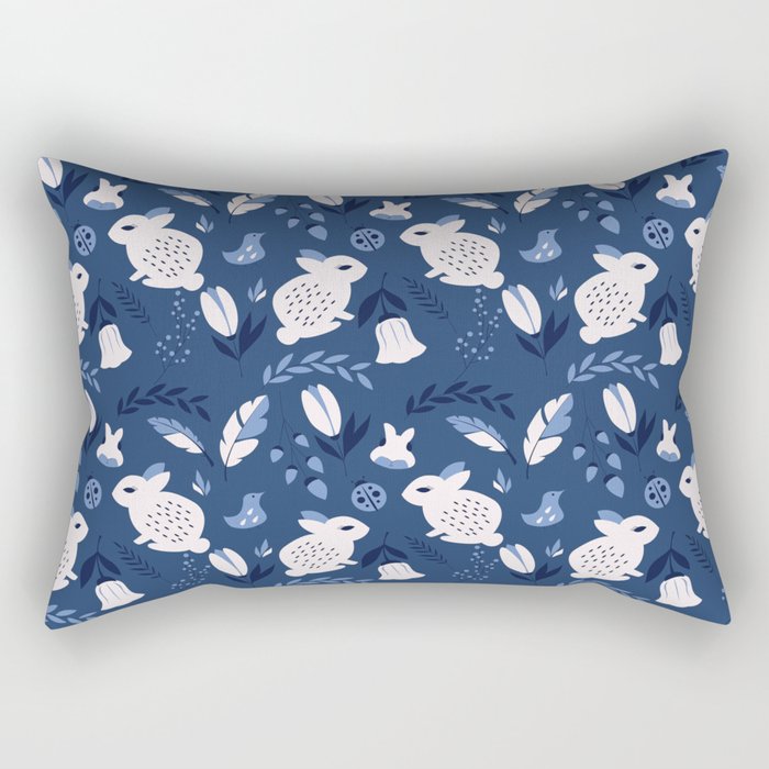 Rabbits and Flowers 003 Rectangular Pillow Gallery Image 2