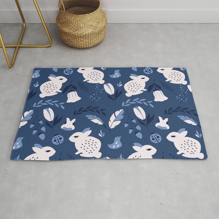 Rabbits and Flowers 003 Rug Gallery Image 1