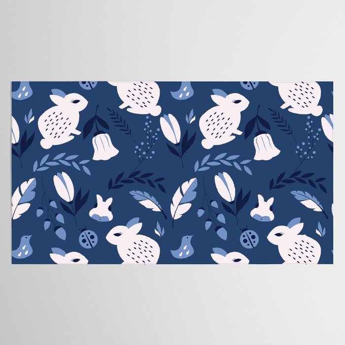 Rabbits and Flowers 003 Tablecloth Gallery Image 2