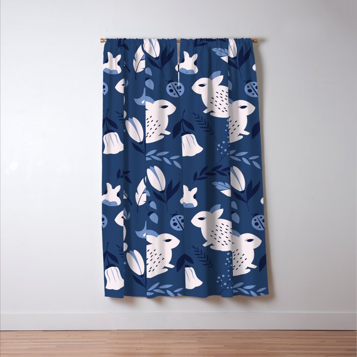 Rabbits and Flowers 003 Window Curtain Gallery Image 3