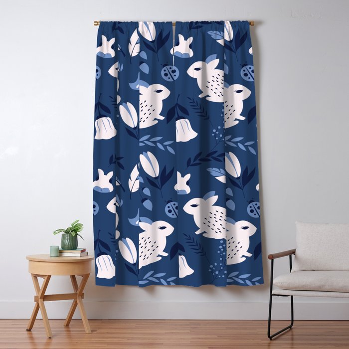 Rabbits and Flowers 003 Window Curtain Gallery Image 1