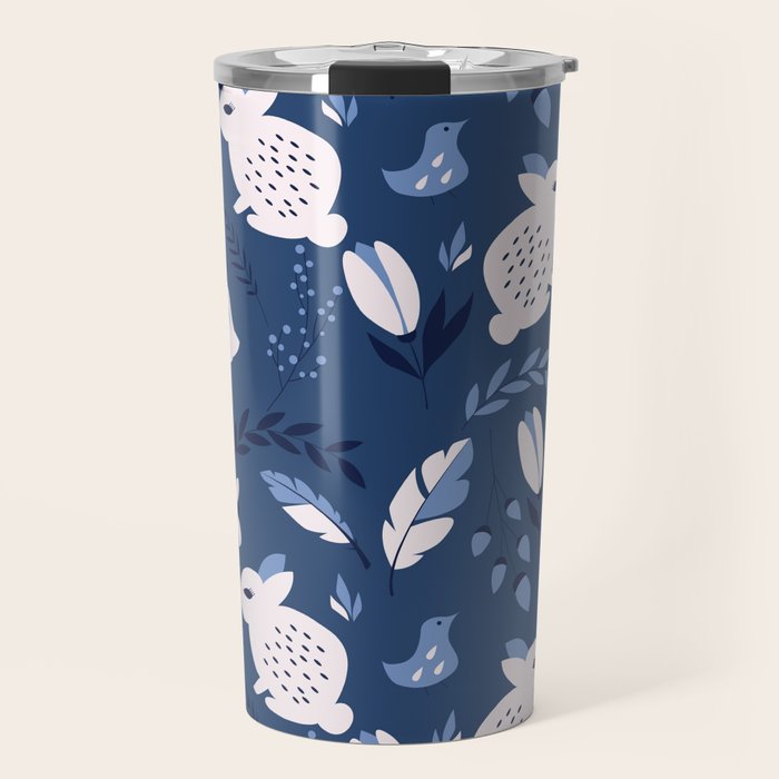 Rabbits and Flowers 003 Travel Mug Gallery Image 1