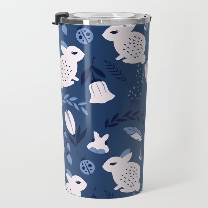 Rabbits and Flowers 003 Travel Mug Gallery Image 3