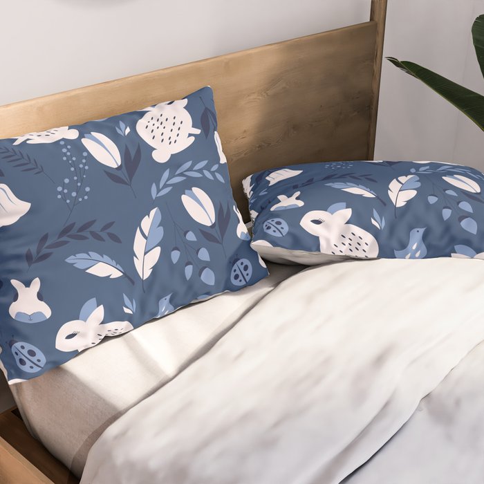 Rabbits and Flowers 003 Pillow Sham Gallery Image 2