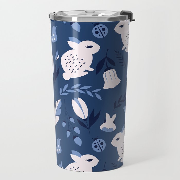 Rabbits and Flowers 003 Travel Mug Gallery Image 2