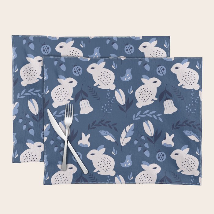 Rabbits and Flowers 003 Placemat Gallery Image 1