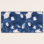 Rabbits and Flowers 003 Desk Mat Gallery Image 3