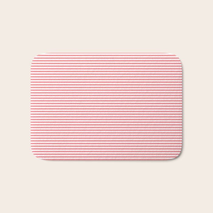 Pink Stripes Ultra Fine Stripe Narrow Pinstripe Pattern Bath Mat Gallery Image 1