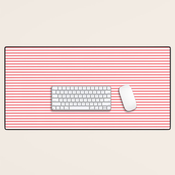 Pink Stripes Ultra Fine Stripe Narrow Pinstripe Pattern Desk Mat Gallery Image 1