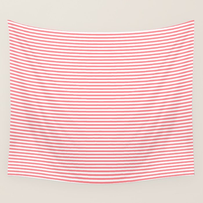 Pink Stripes Ultra Fine Stripe Narrow Pinstripe Pattern Wall Tapestry Gallery Image 1