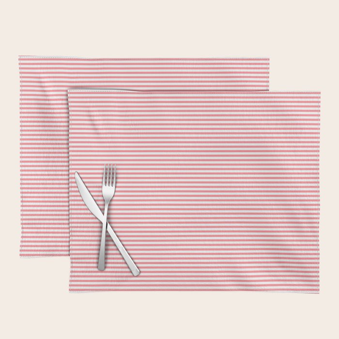 Pink Stripes Ultra Fine Stripe Narrow Pinstripe Pattern Placemat Gallery Image 1