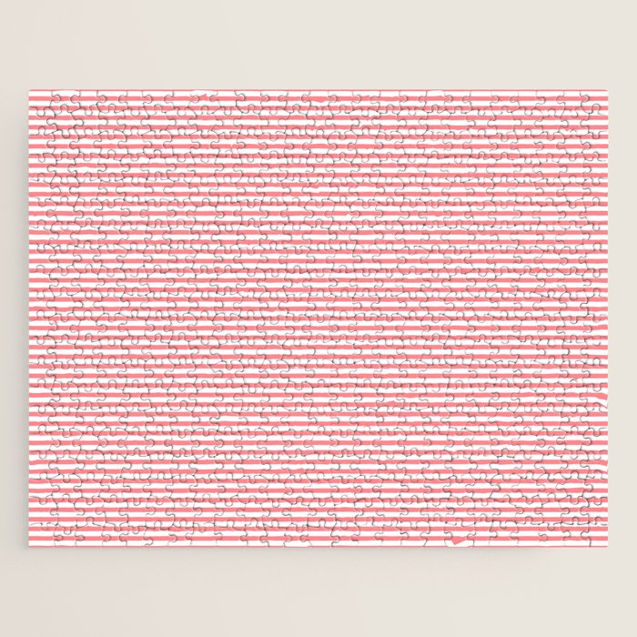 Pink Stripes Ultra Fine Stripe Narrow Pinstripe Pattern Jigsaw Puzzle Gallery Image 1