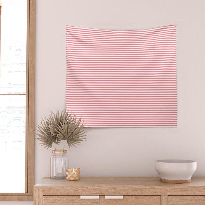 Pink Stripes Ultra Fine Stripe Narrow Pinstripe Pattern Wall Tapestry Gallery Image 2