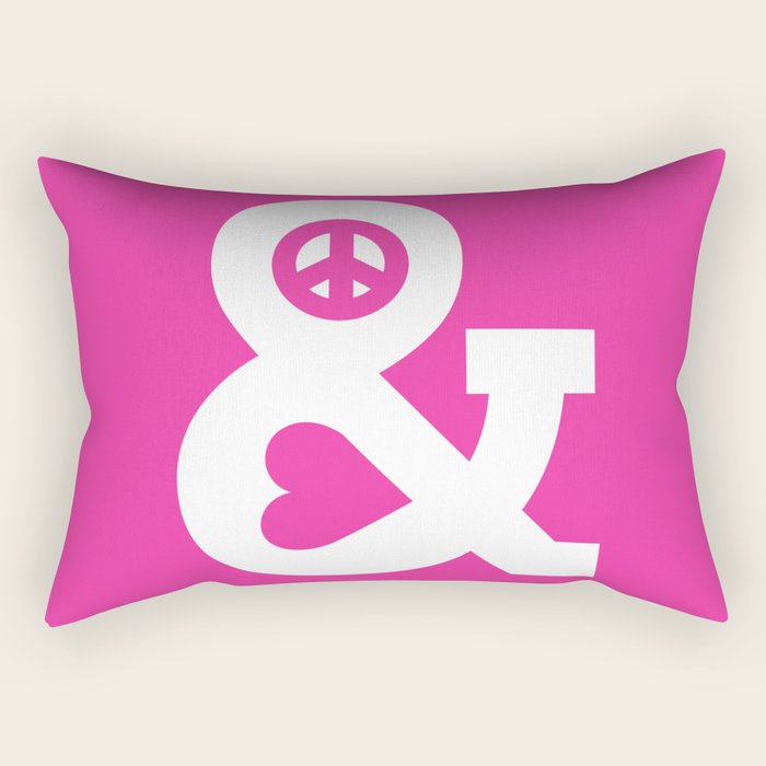 Peace and Love (pink edition) Rectangular Pillow Gallery Image 1