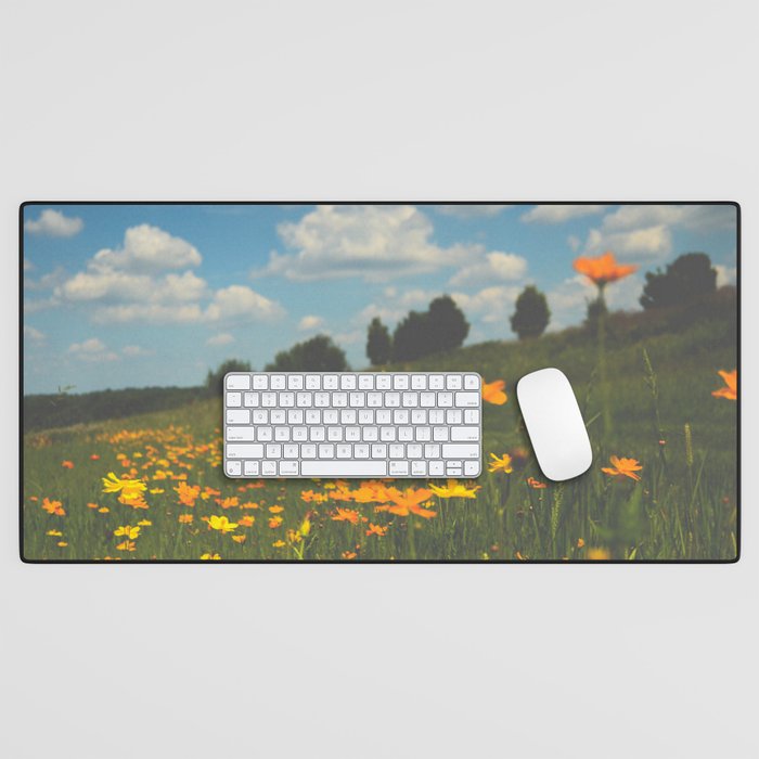 Dreaming in a Summer Field - boho nature wildflower photograph Desk Mat Gallery Image 1