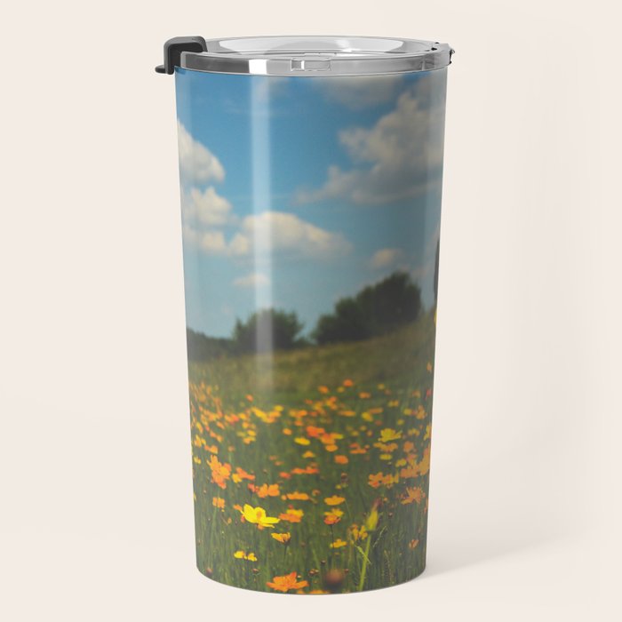 Dreaming in a Summer Field - boho nature wildflower photograph Travel Mug Gallery Image 3