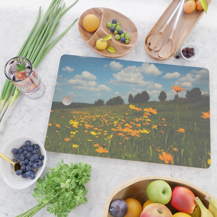 Dreaming in a Summer Field - boho nature wildflower photograph Cutting Board Gallery Image 2
