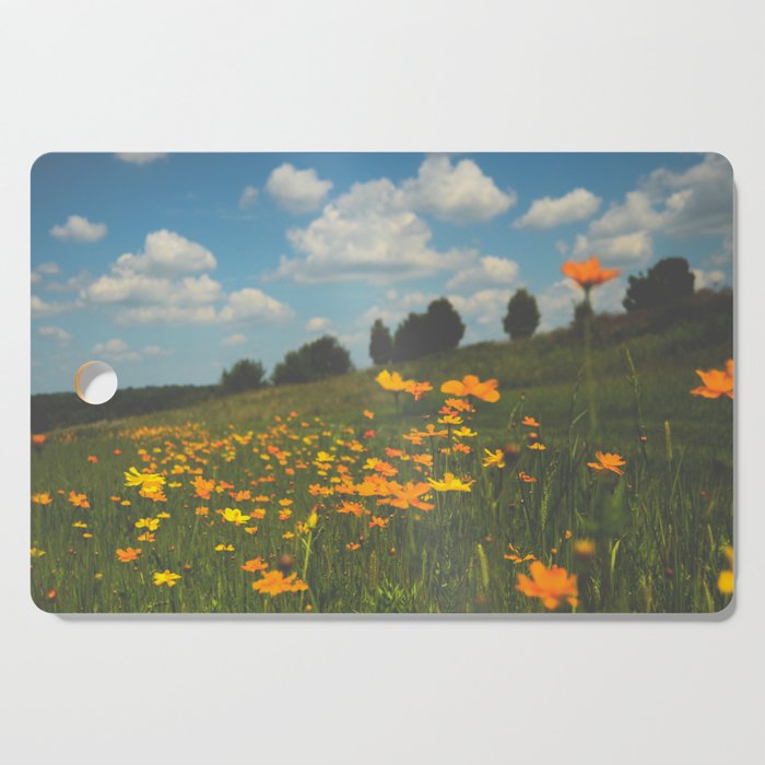 Dreaming in a Summer Field - boho nature wildflower photograph Cutting Board Gallery Image 1