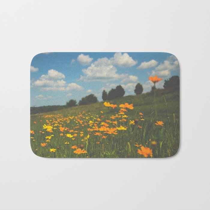Dreaming in a Summer Field - boho nature wildflower photograph Bath Mat Gallery Image 1