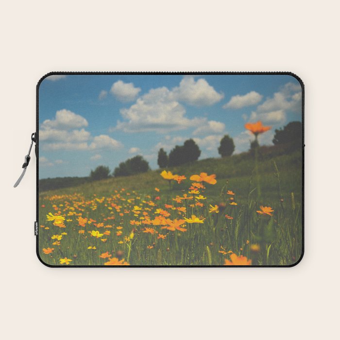 Dreaming in a Summer Field - boho nature wildflower photograph Laptop Sleeve Gallery Image 1