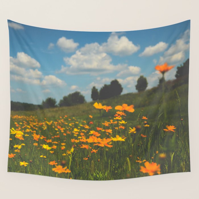Dreaming in a Summer Field - boho nature wildflower photograph Wall Tapestry Gallery Image 4