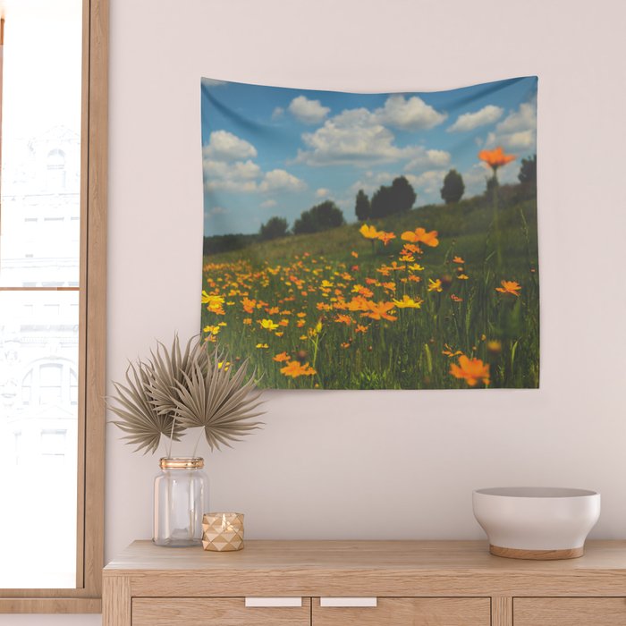 Dreaming in a Summer Field - boho nature wildflower photograph Wall Tapestry Gallery Image 2