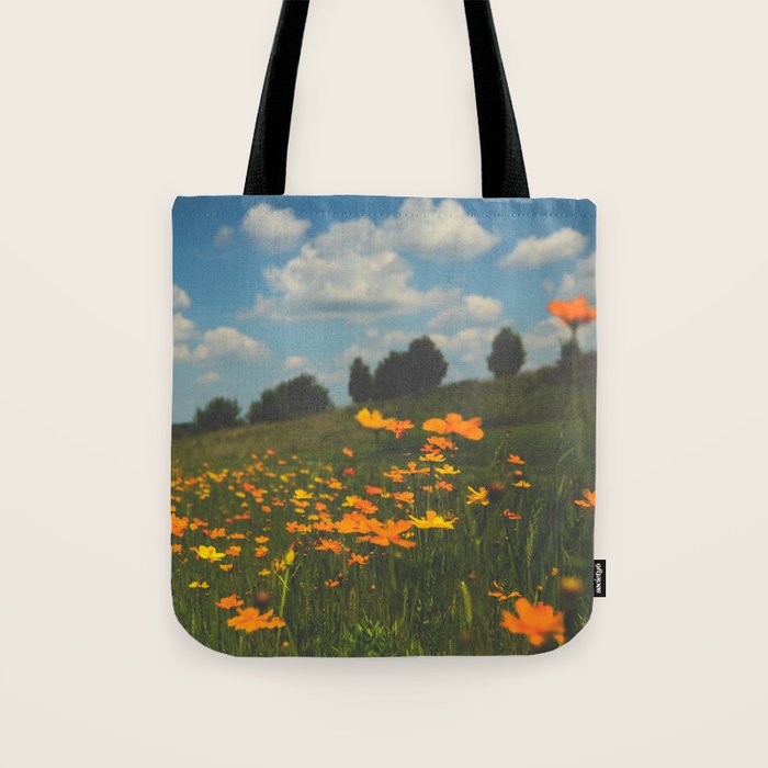 Dreaming in a Summer Field - boho nature wildflower photograph Tote Bag Gallery Image 1