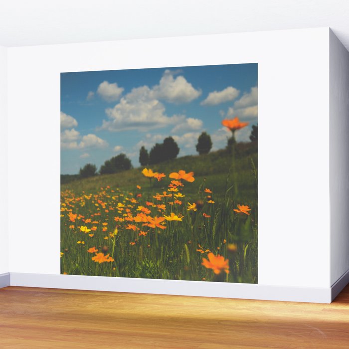 Dreaming in a Summer Field - boho nature wildflower photograph Wall Mural Gallery Image 2