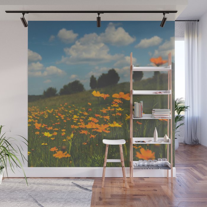 Dreaming in a Summer Field - boho nature wildflower photograph Wall Mural Gallery Image 1