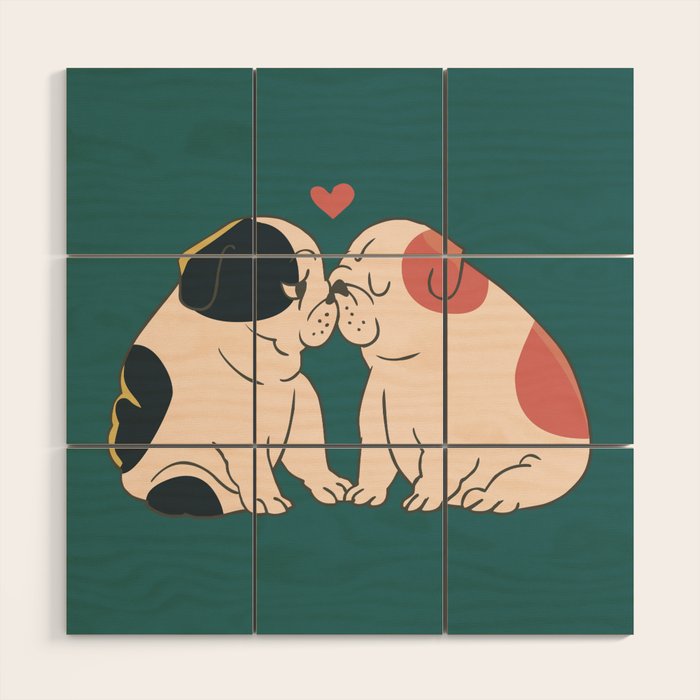 English Bulldog Kisses Wood Wall Art Gallery Image 1