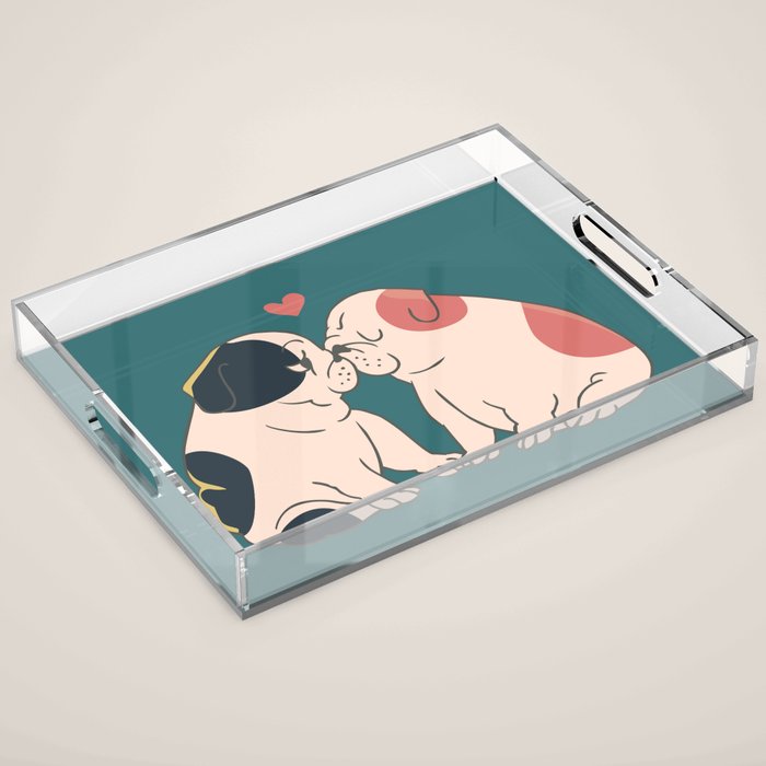 English Bulldog Kisses Acrylic Tray Gallery Image 1