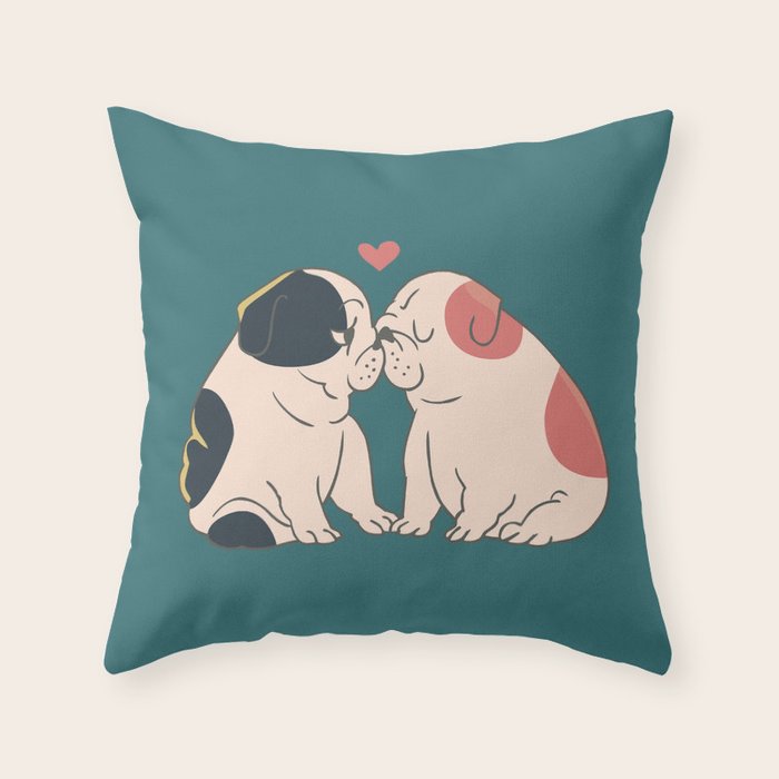 English Bulldog Kisses Throw Pillow Gallery Image 6