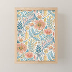 Soft Peach and Blue Art Nouveau Floral Mini Art Print Gallery Image 1
