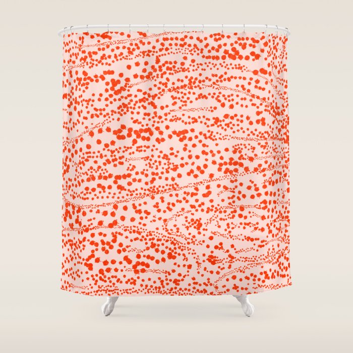 Abstract Ink Blot Strata Pattern in Persimmon Orange Shower Curtain Gallery Image 1