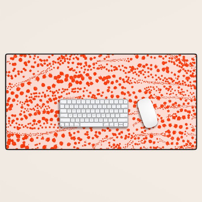 Abstract Ink Blot Strata Pattern in Persimmon Orange Desk Mat Gallery Image 1