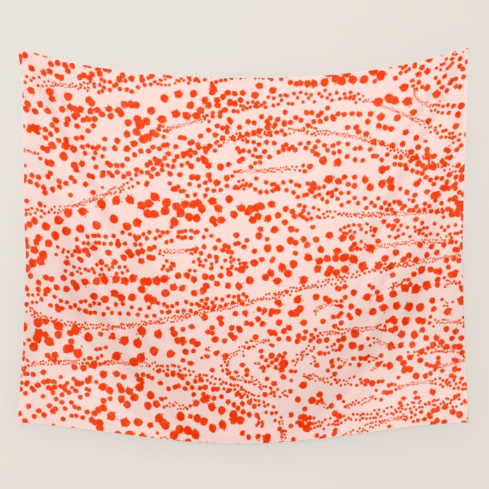 Abstract Ink Blot Strata Pattern in Persimmon Orange Wall Tapestry Gallery Image 4