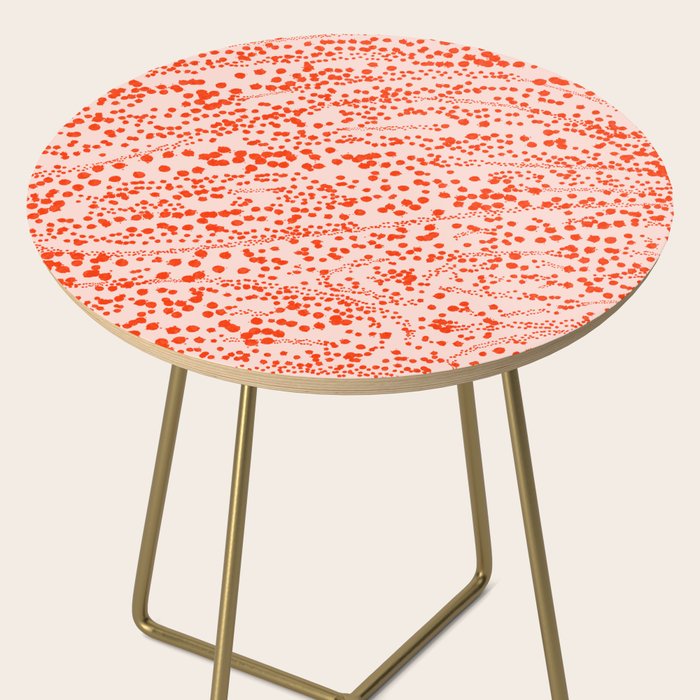 Abstract Ink Blot Strata Pattern in Persimmon Orange Side Table Gallery Image 2