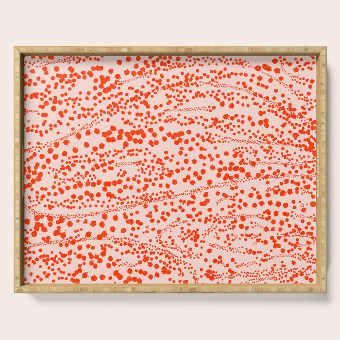 Abstract Ink Blot Strata Pattern in Persimmon Orange Serving Tray Gallery Image 1
