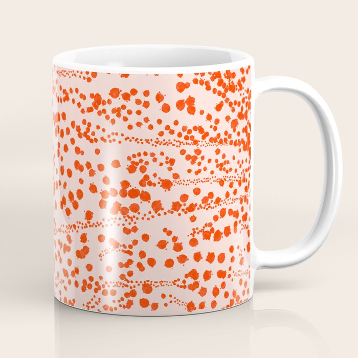 Abstract Ink Blot Strata Pattern in Persimmon Orange Coffee Mug Gallery Image 1