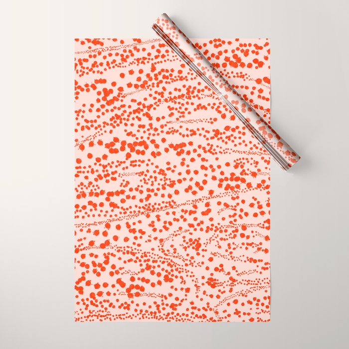 Abstract Ink Blot Strata Pattern in Persimmon Orange Wrapping Paper Gallery Image 1