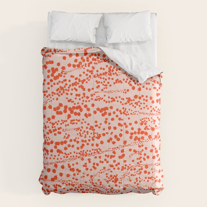 Abstract Ink Blot Strata Pattern in Persimmon Orange Comforter Gallery Image 1